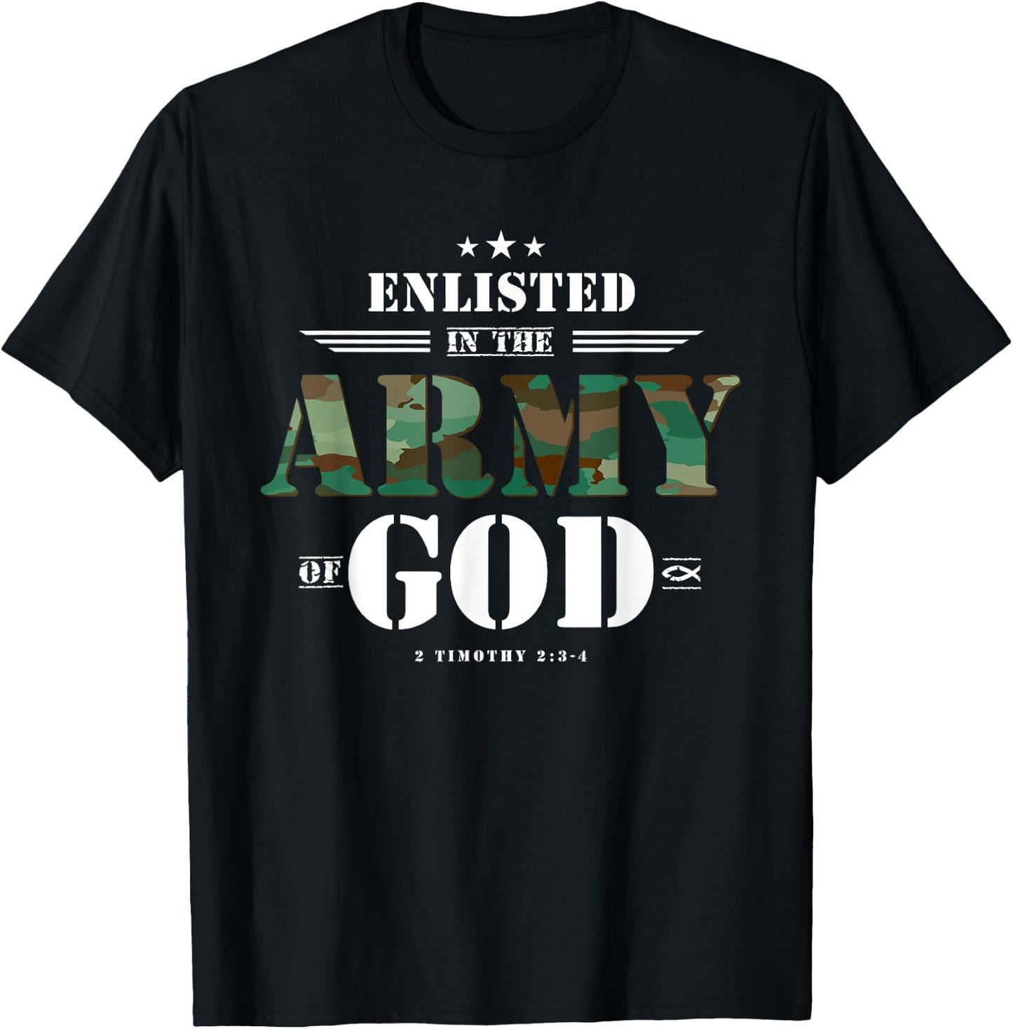 Christian Gifts Religious Bible Verse Scriptures God's Army T-Shirt - T-Shirt | Black