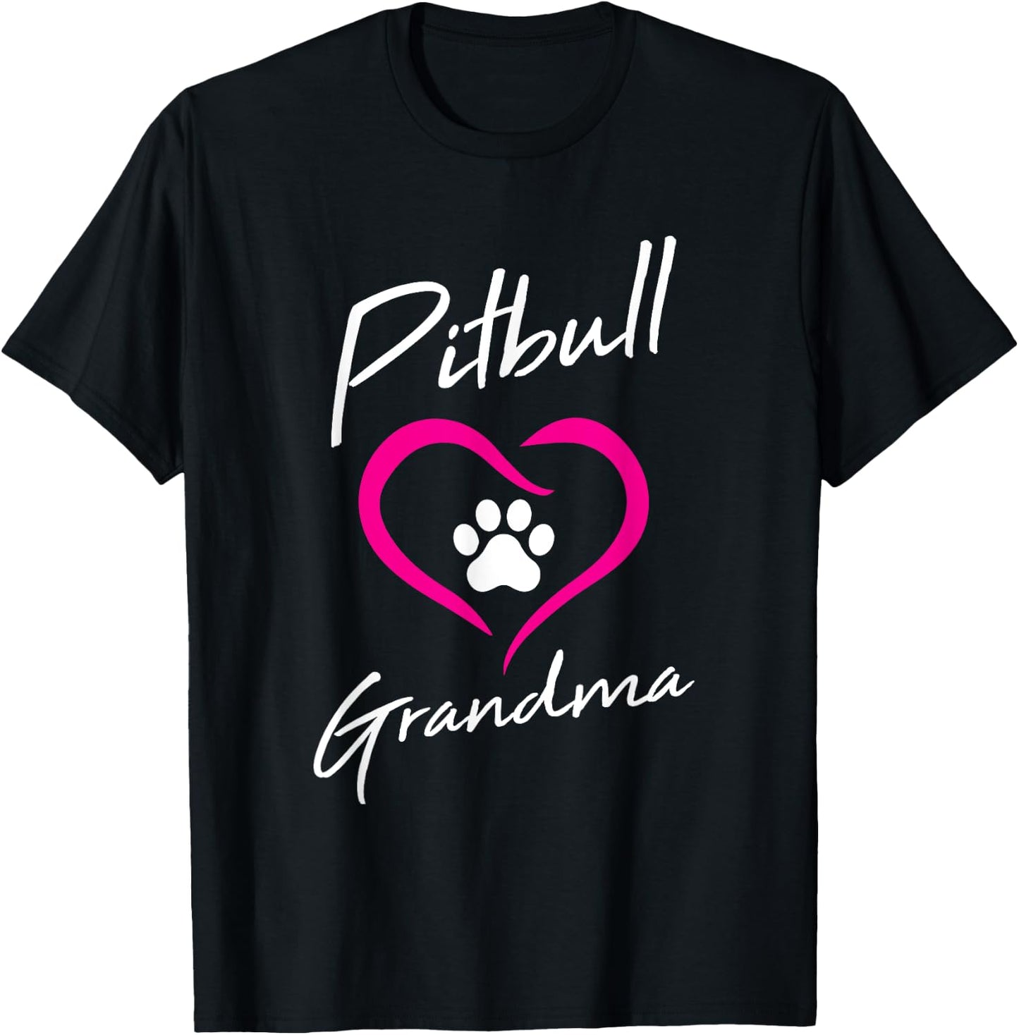 Pitbull Grandma Love Dog Paw Print Cool Animal Lover Gifts Women Girls Kids T-Shirt - T-Shirt | Black