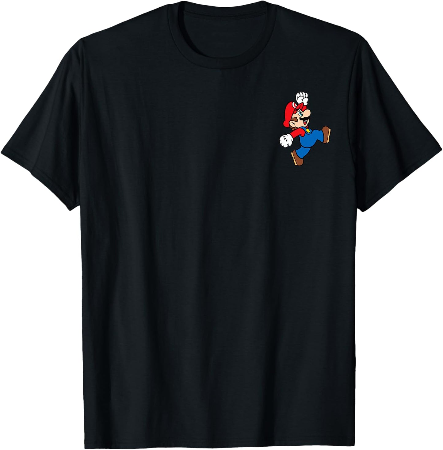 Super Mario Bros Mario Jump Left Chest T-Shirt - T-Shirt | Black
