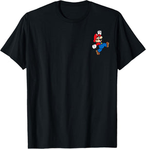 Super Mario Bros Mario Jump Left Chest T-Shirt - T-Shirt | Black