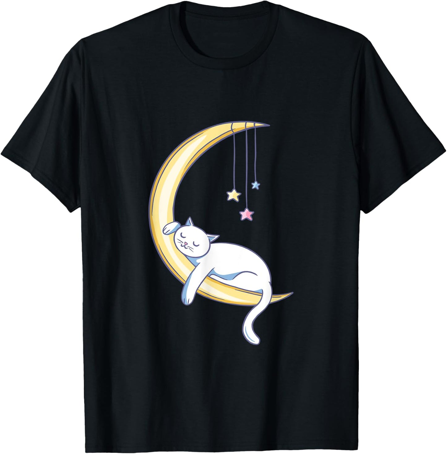 Sleeping Cat On Moon T-Shirt - T-Shirt | Black