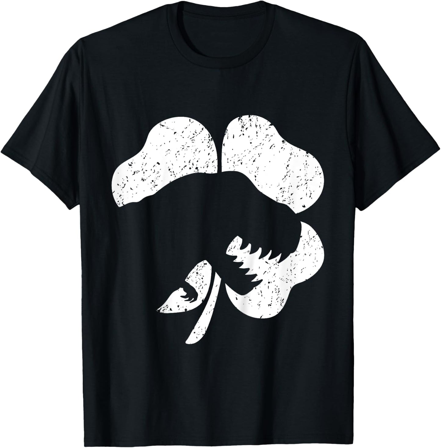 Kids St Patricks Day T-Rex Dinosaur Silhouette Clover Toddler Boy T-Shirt - T-Shirt | Black