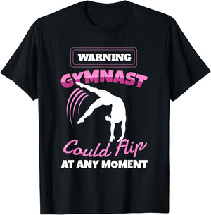 Warning Gymnast Could Flip At Any Moment Gift Girls Kids T-Shirt - T-Shirt | Black