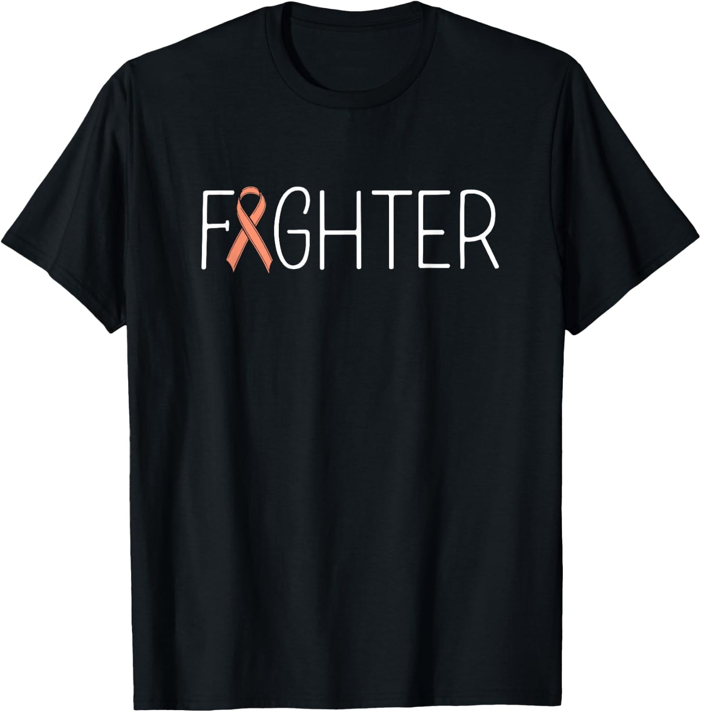 Endometrial Cancer Fighter Peach Uterine Cancer Awareness T-Shirt - T-Shirt | Black