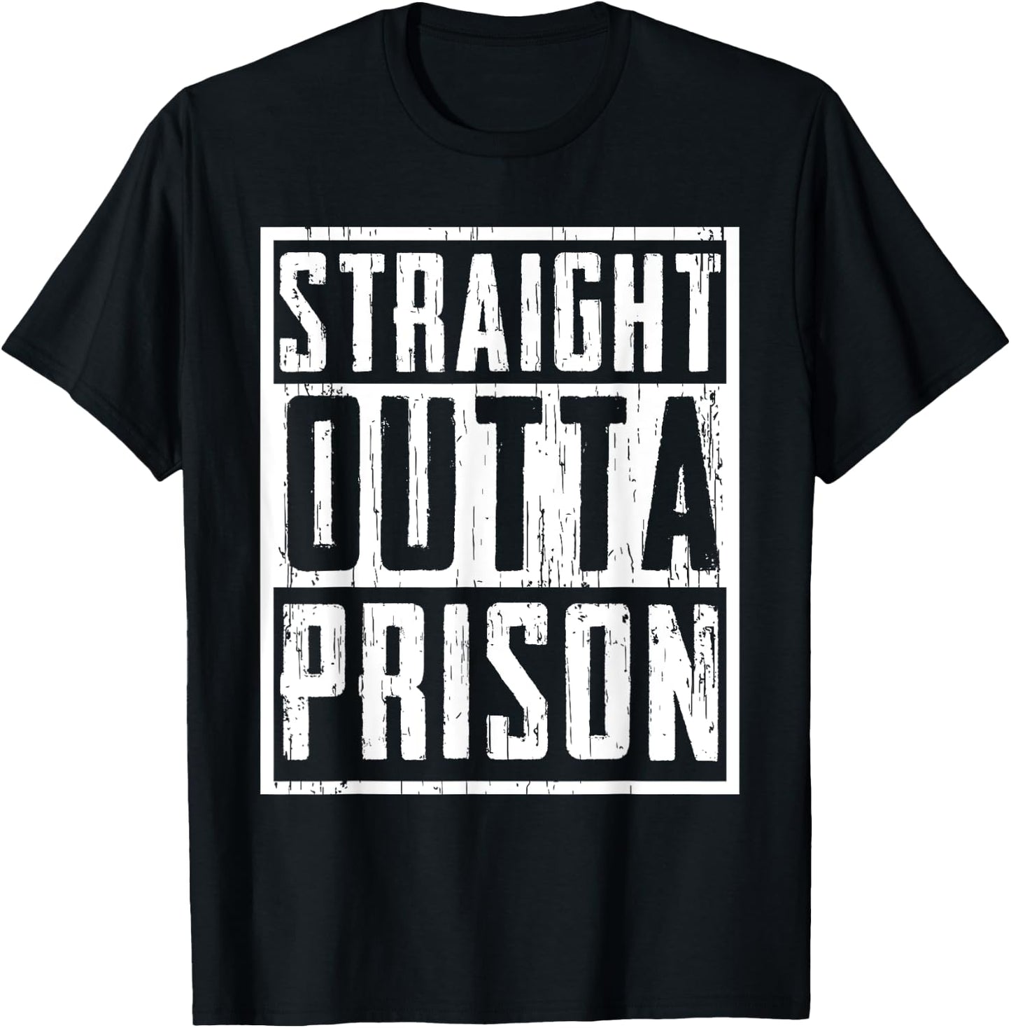 Funny Straight Outta Prison Gift Women Cool Prisoner T-Shirt - T-Shirt | Black