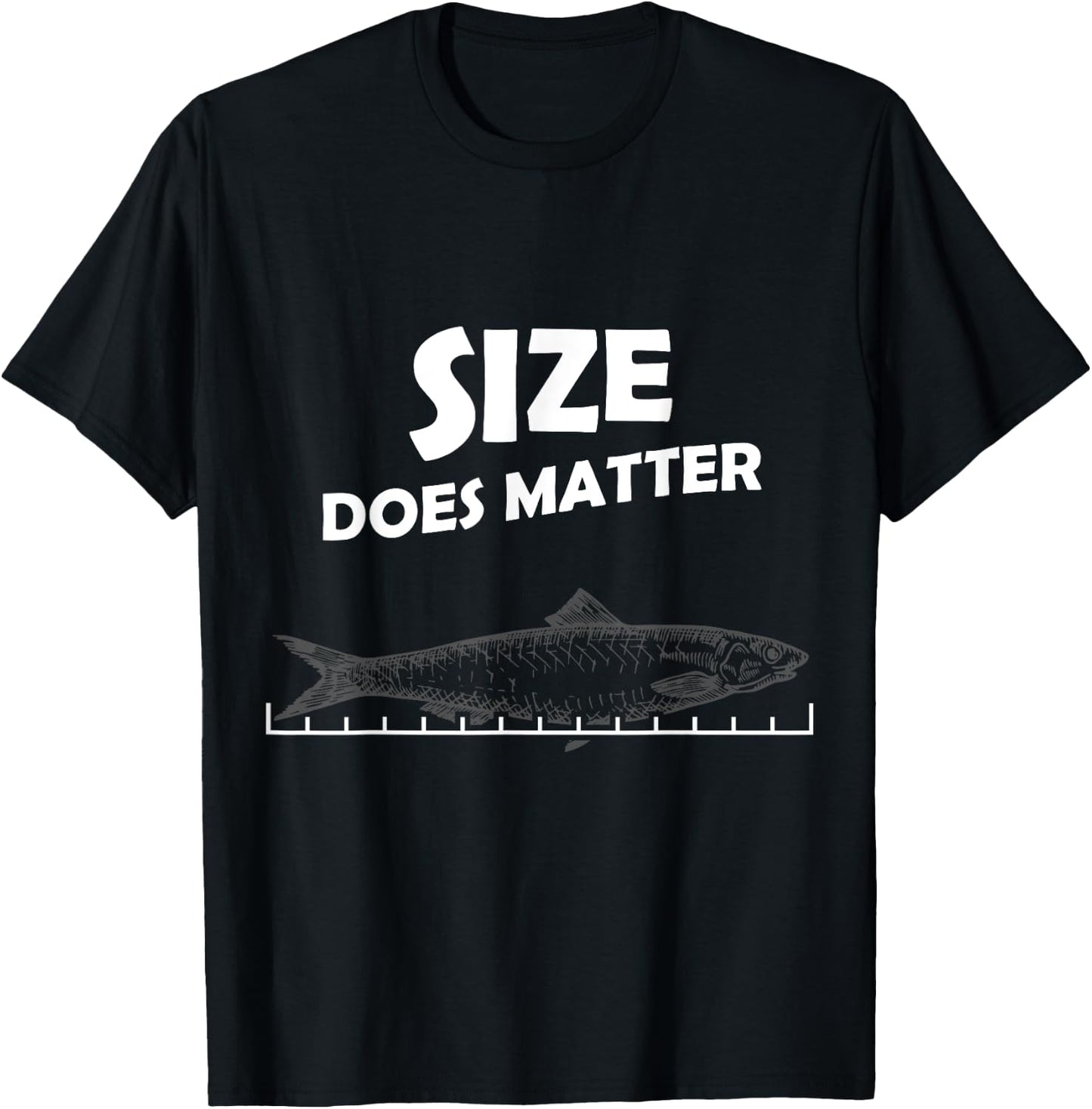 Fish Size Chart Does Matter Funny Fishing Fisherman T-Shirt - T-Shirt | Black