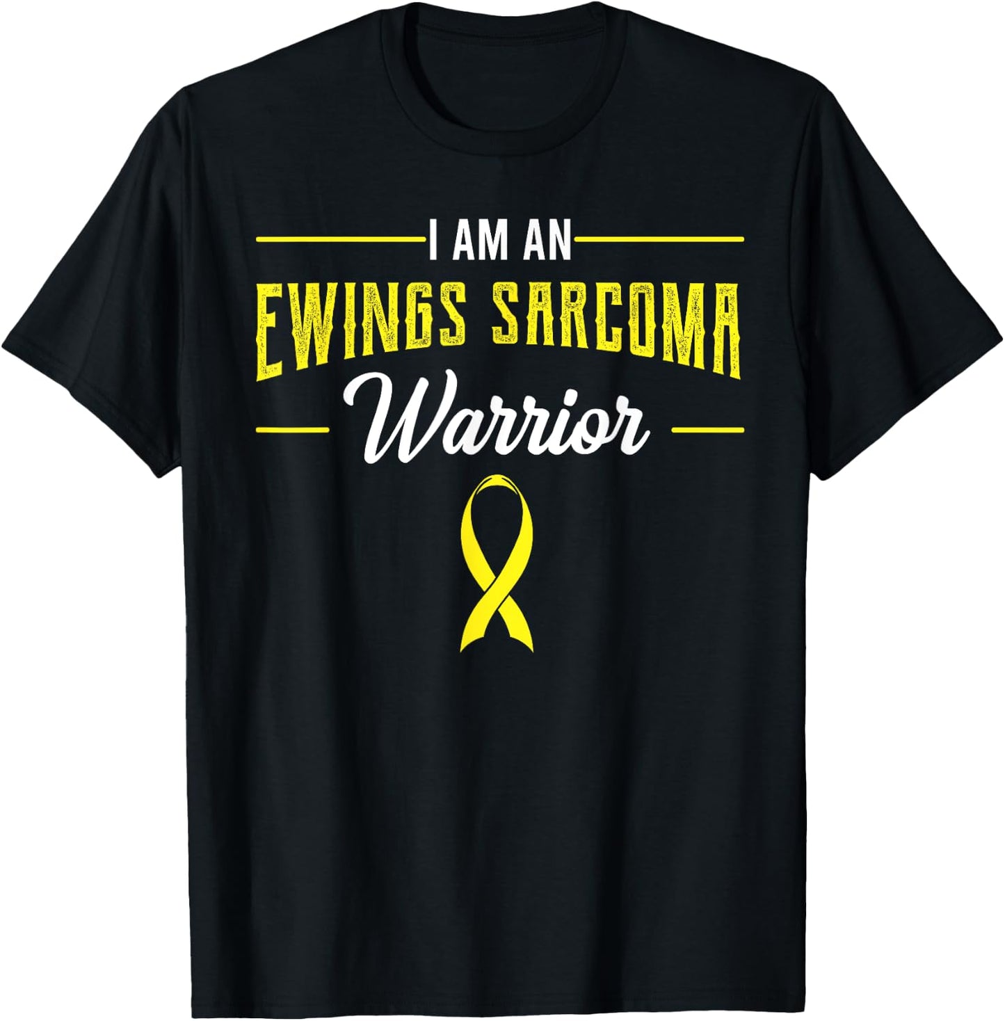 I Am A Warrior Ewing's Sarcoma Bone Cancer Awareness Ribbon T-Shirt - T-Shirt | Black