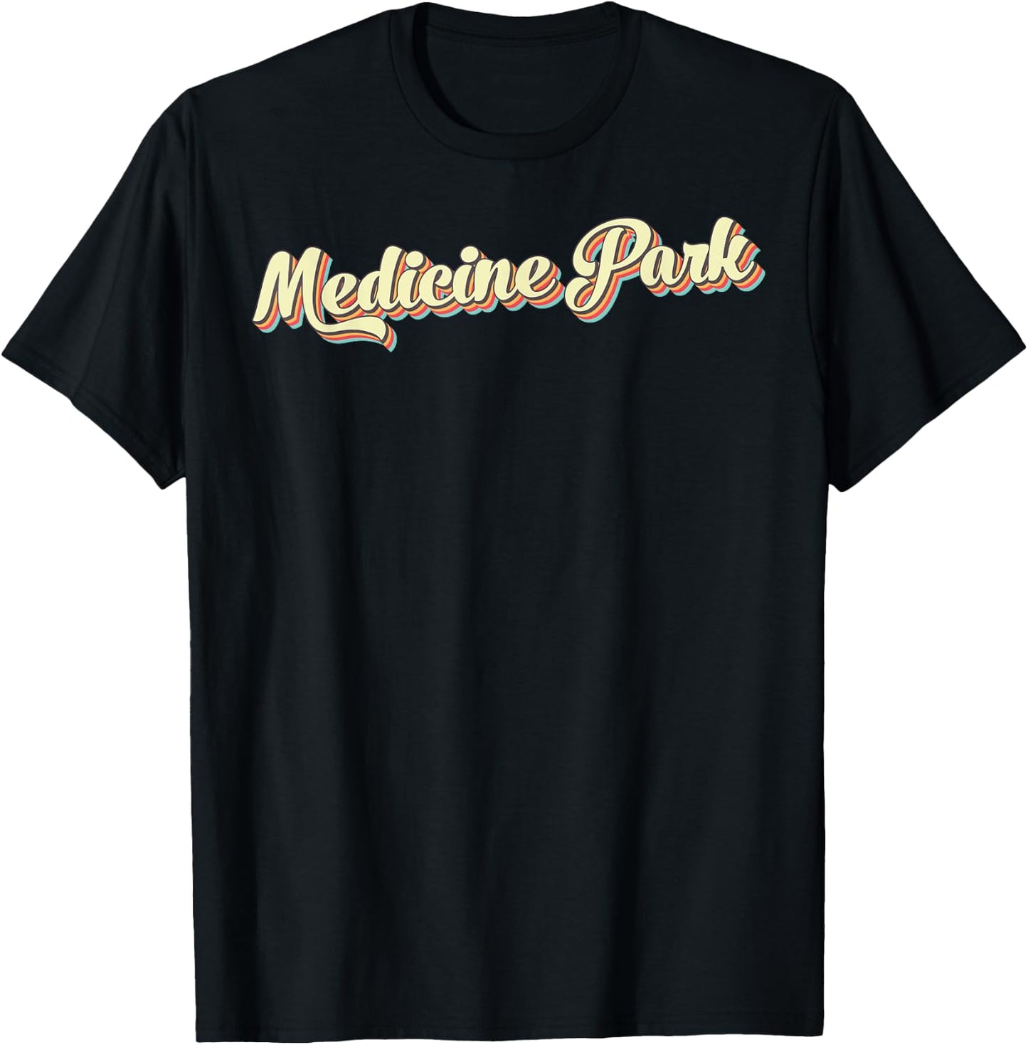 Medicine Park Retro Art Baseball Font Vintage T-Shirt - T-Shirt | Black