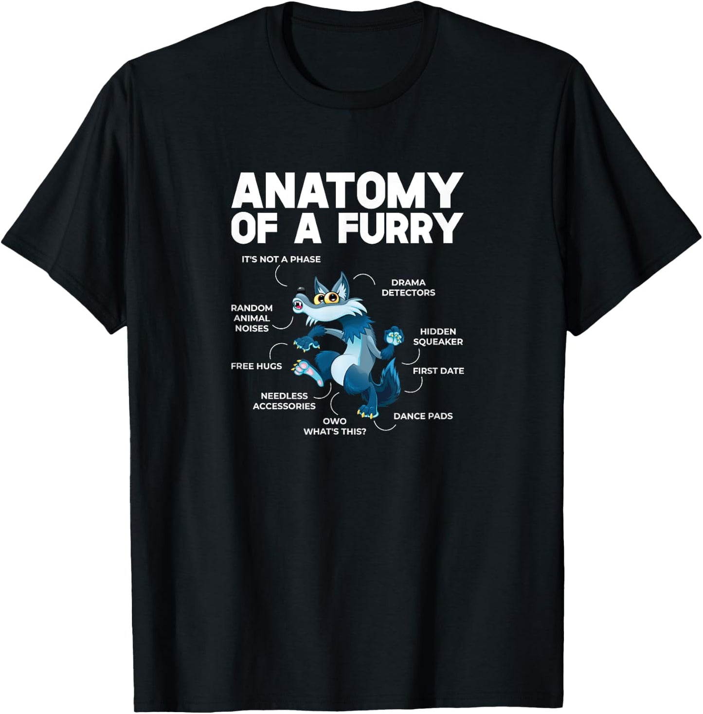 Anatomy of a Furry Fox Cute Furries Fursona T-Shirt - T-Shirt | Black