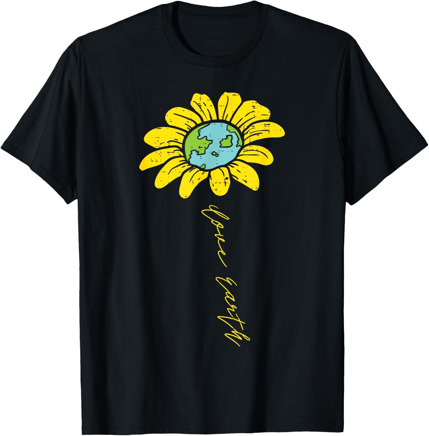 Sunflower Love Earth Day Retro Nature Environmentalist Gift T-Shirt - T-Shirt | Black