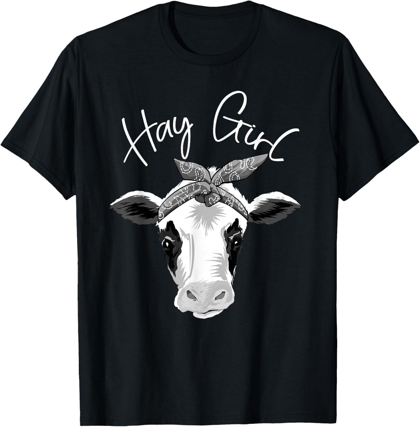 Hay Girl Farmer Funny Cattle Cow Farm Lovers Gift Women Kids T-Shirt - T-Shirt | Black