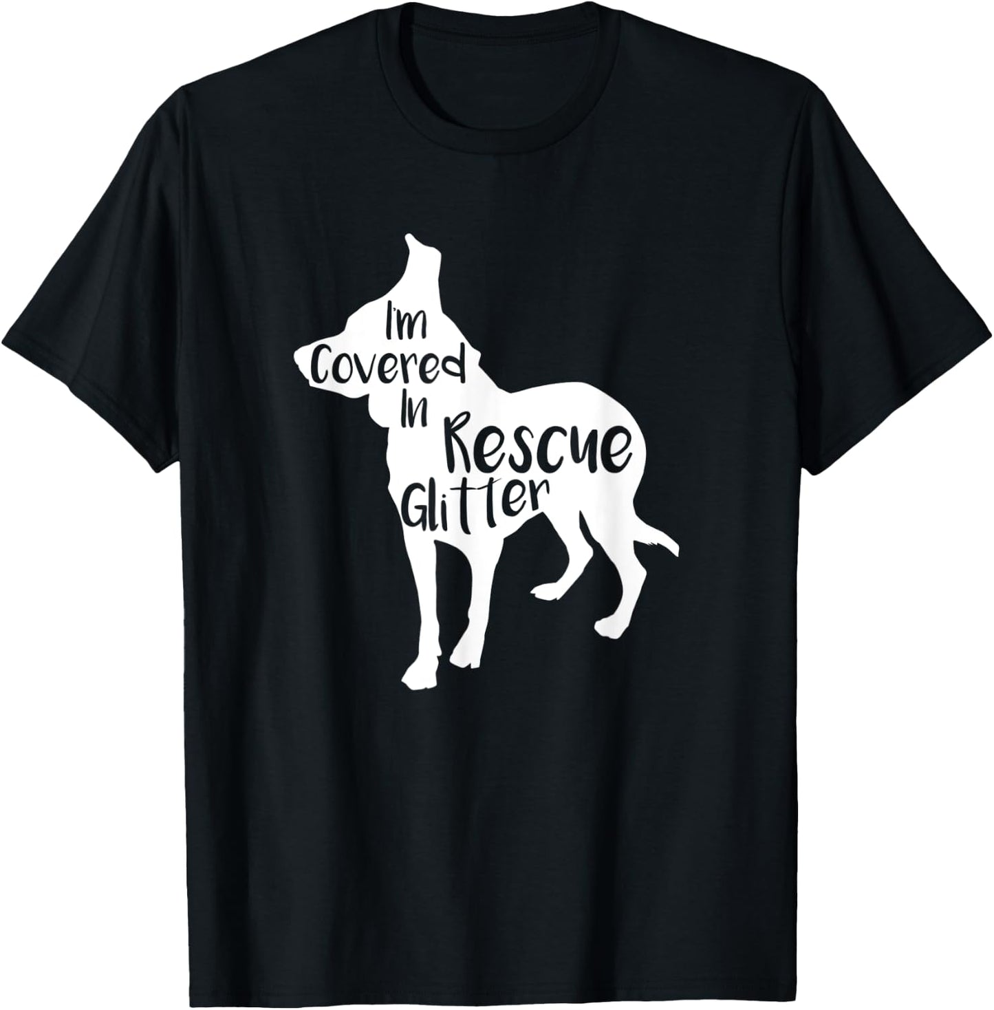 Rescue Dog Love Hair Rescue Fur Glitter T-Shirt - T-Shirt | Black