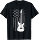 Guitar American US Flag Music Player Electric Guitarist Gift T-Shirt - T-Shirt | Black