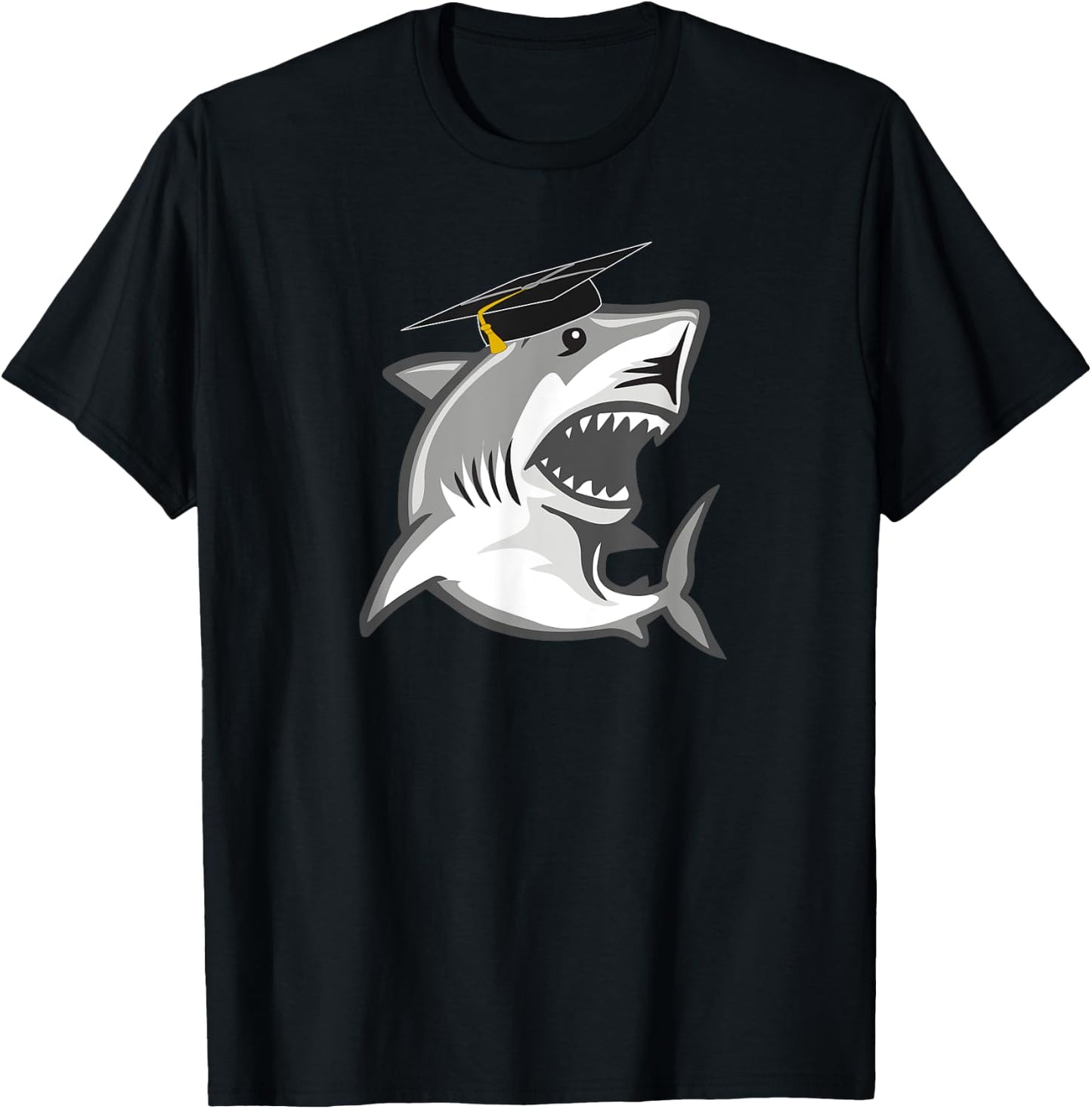 Great White Shark Graduation Cap Class of 2024 Shark Lover T-Shirt - T-Shirt | Black