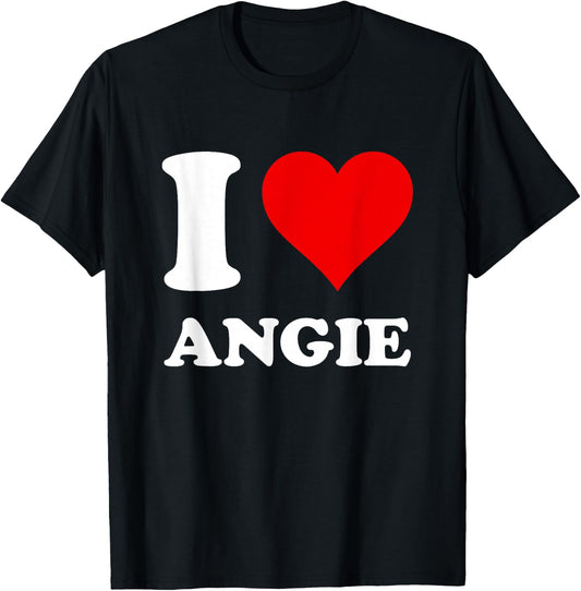 Red Heart I Love Angie T-Shirt - T-Shirt | Black