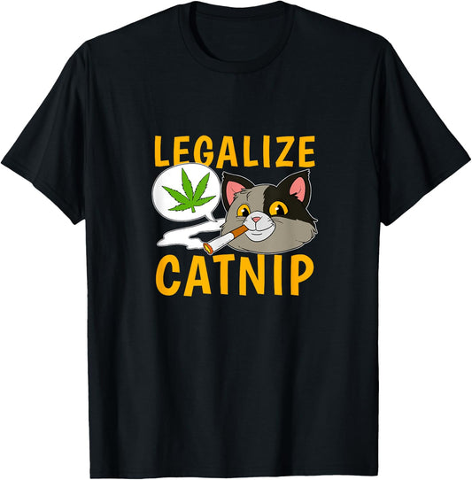 Legalize Catnip Joint Cannabis Cat Smoking Weed Kitten Men Women T-Shirt - T-Shirt | Black
