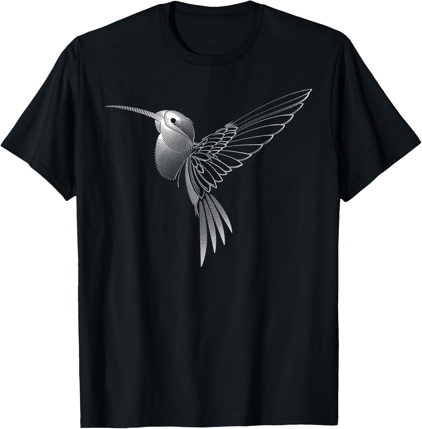 Hummingbird Dot Line Art Bird Portrait Sketch - Hummingbird T-Shirt - T-Shirt | Black