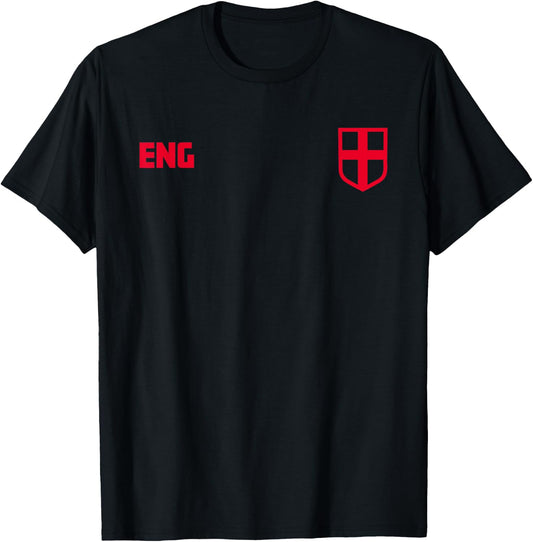 England Euro Football Kit Style T-Shirt - T-Shirt | Black