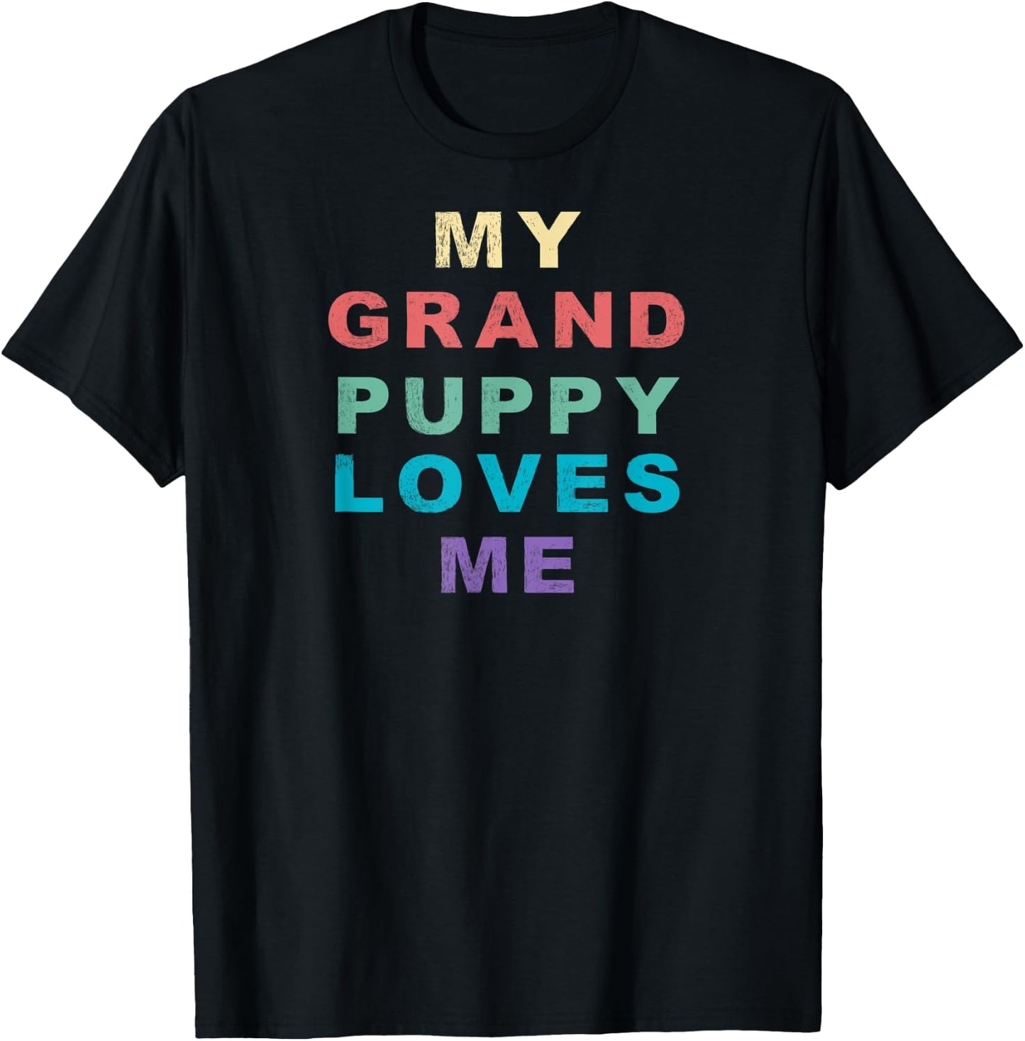 My Grandpuppy Loves Me for Grandma of Puppy Dogs Retro T-Shirt - T-Shirt | Black