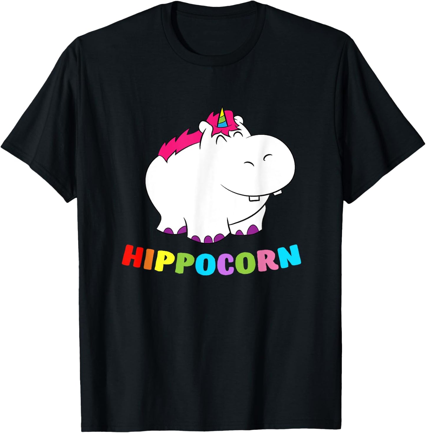 Funny Hippo Hippocorn Unicorn Hippo Birthday Hippo T-Shirt - T-Shirt | Black