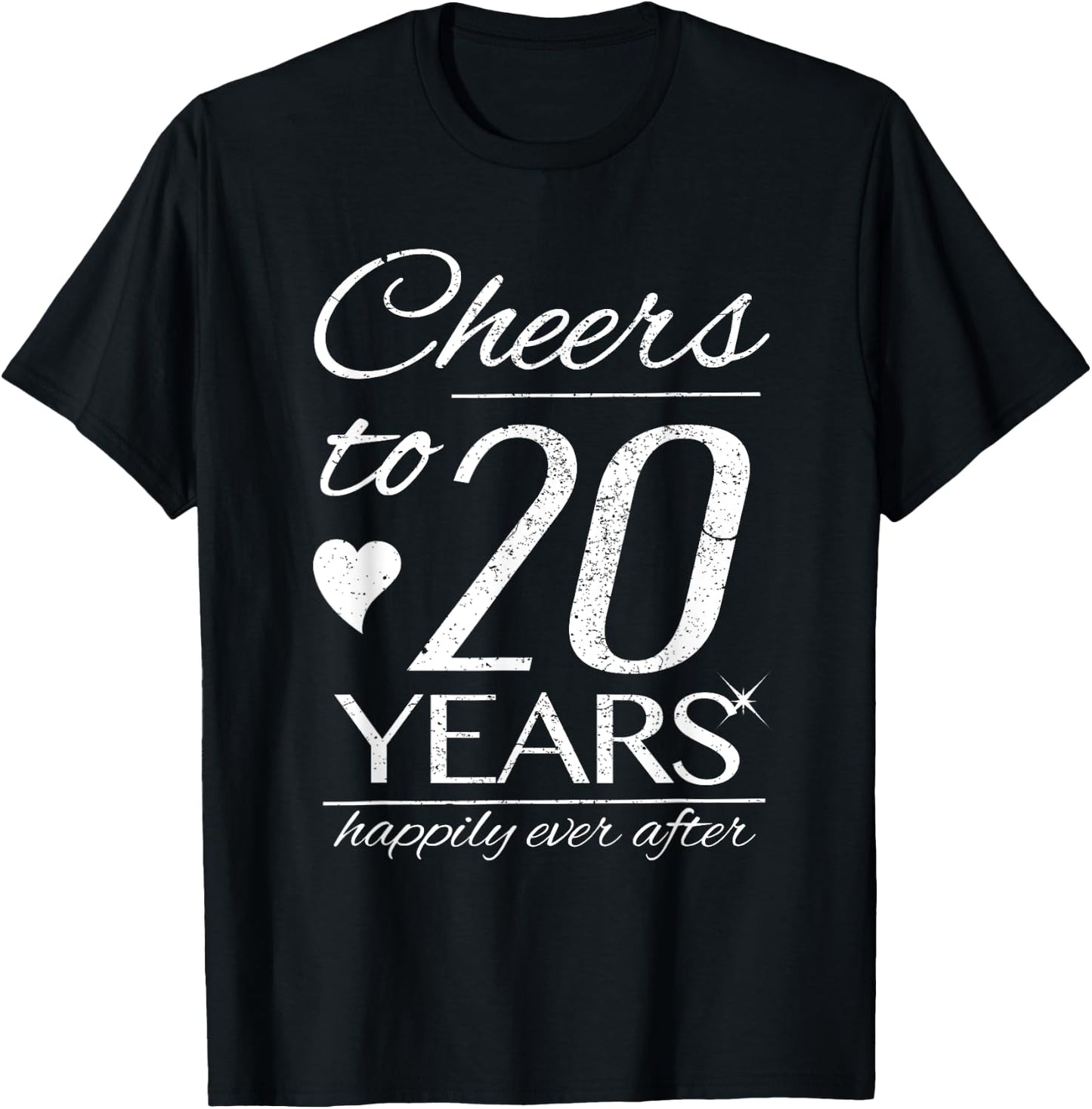 Cheers To 20 Years Married Couples 20th Wedding Anniversary T-Shirt - T-Shirt | Black