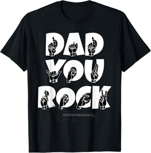 ASL American Sign Language Dad You Rock Guitar T-Shirt - T-Shirt | Black