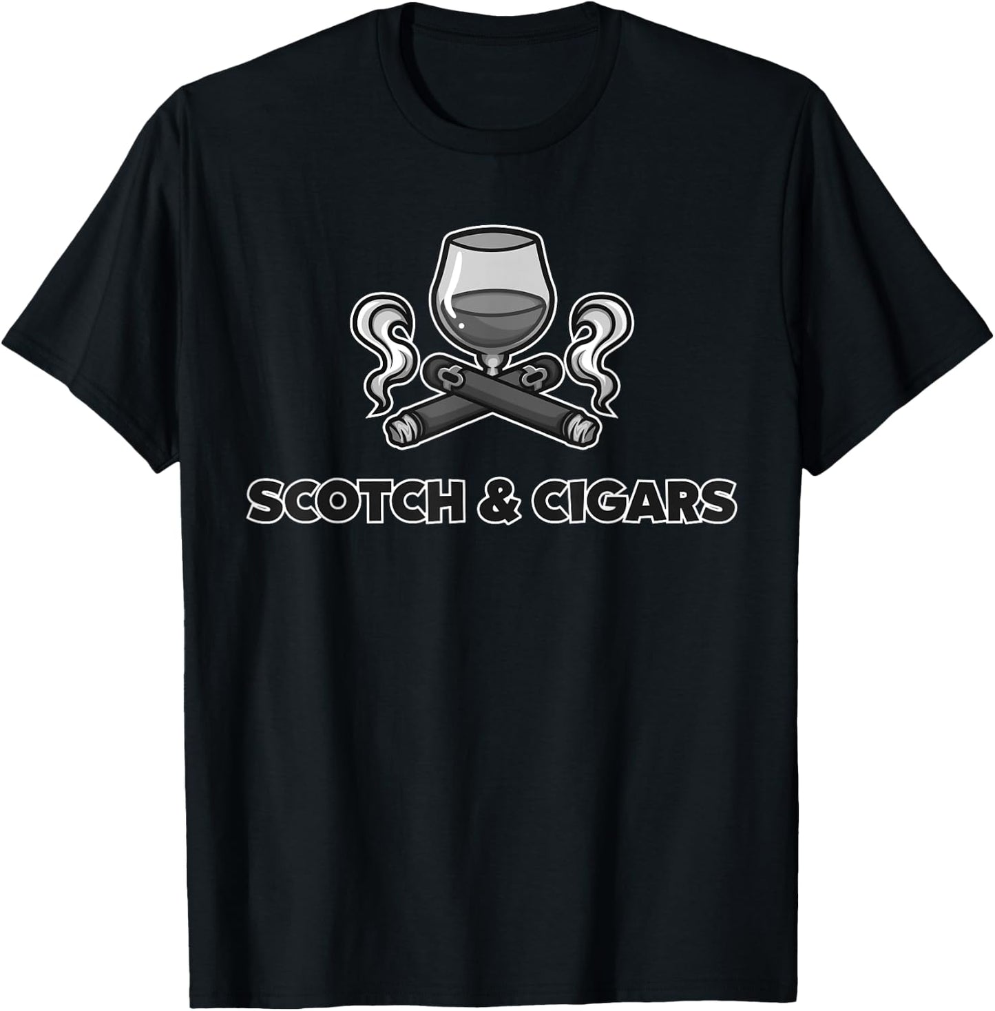 Cute Scotch Cigars Lover Gift | Drinker Smoker Father's Day T-Shirt - T-Shirt | Black