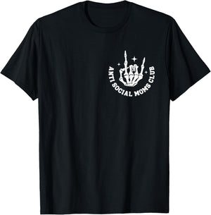 Anti Social Moms Club Groovy Funny Mom Life Mama Anxiety T-Shirt - T-Shirt | Black