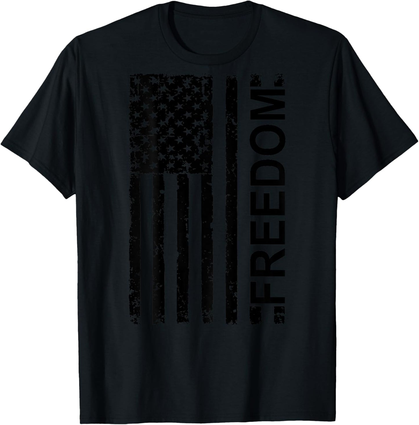 American Flag Distressed USA Freedom Men T-Shirt - T-Shirt | Black