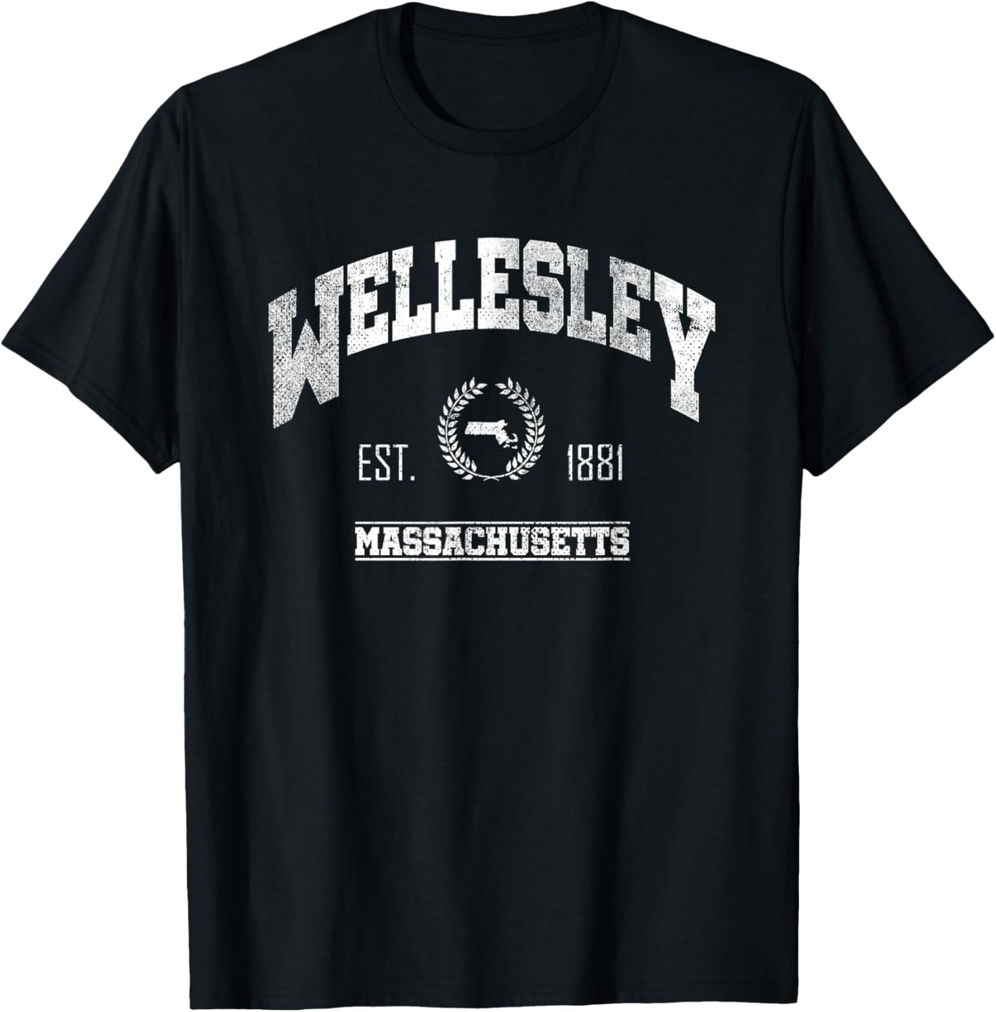 Wellesley MA | Massachusetts | Vintage Throwback T-Shirt - T-Shirt | Black