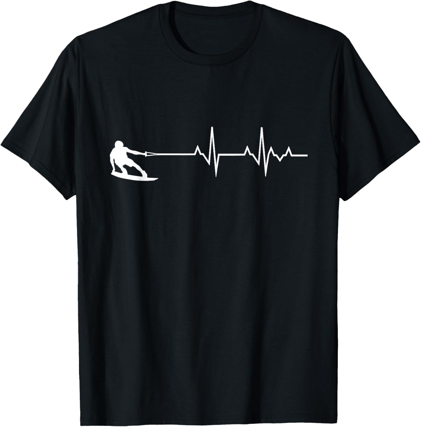 Wakeboard Heartbeat Lake Water Sports Wakeboarding Surfing T-Shirt - T-Shirt | Black