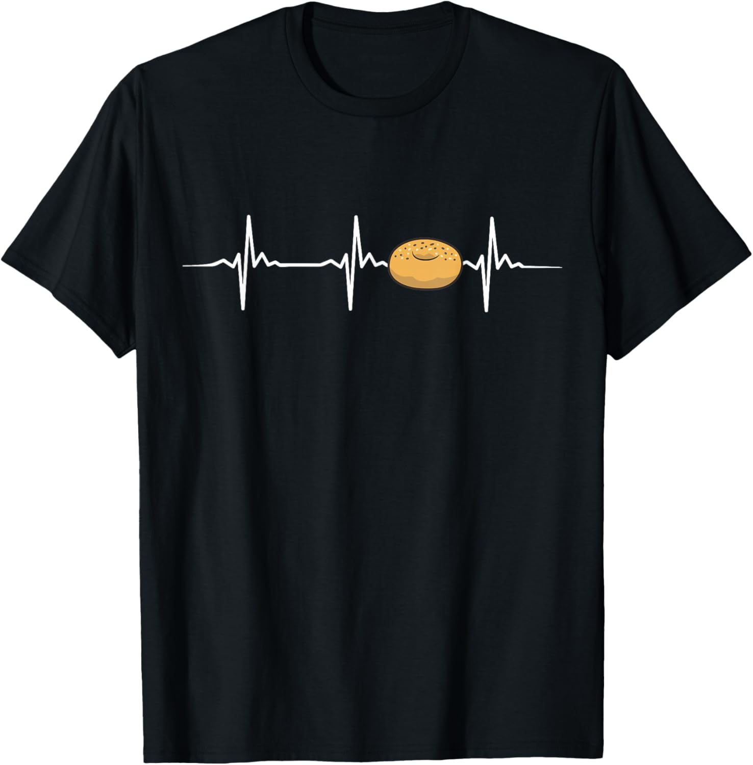 Bagel Heartbeat , Small, Black T-Shirt - T-Shirt | Black
