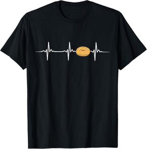 Bagel Heartbeat , Small, Black T-Shirt - T-Shirt | Black