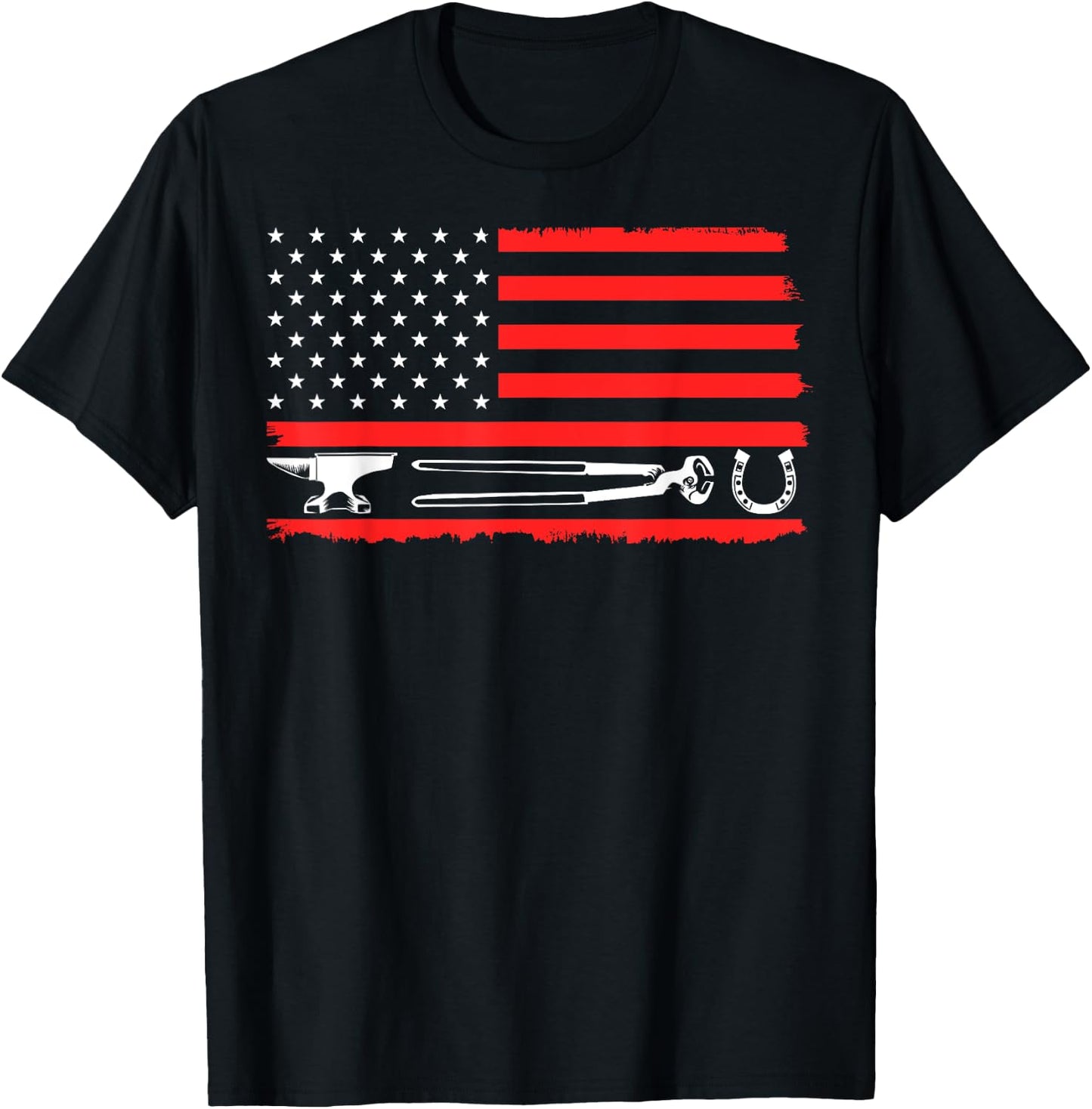 Funny Farrier Gift Cool Farrier Tools American Flag T-Shirt - T-Shirt | Black