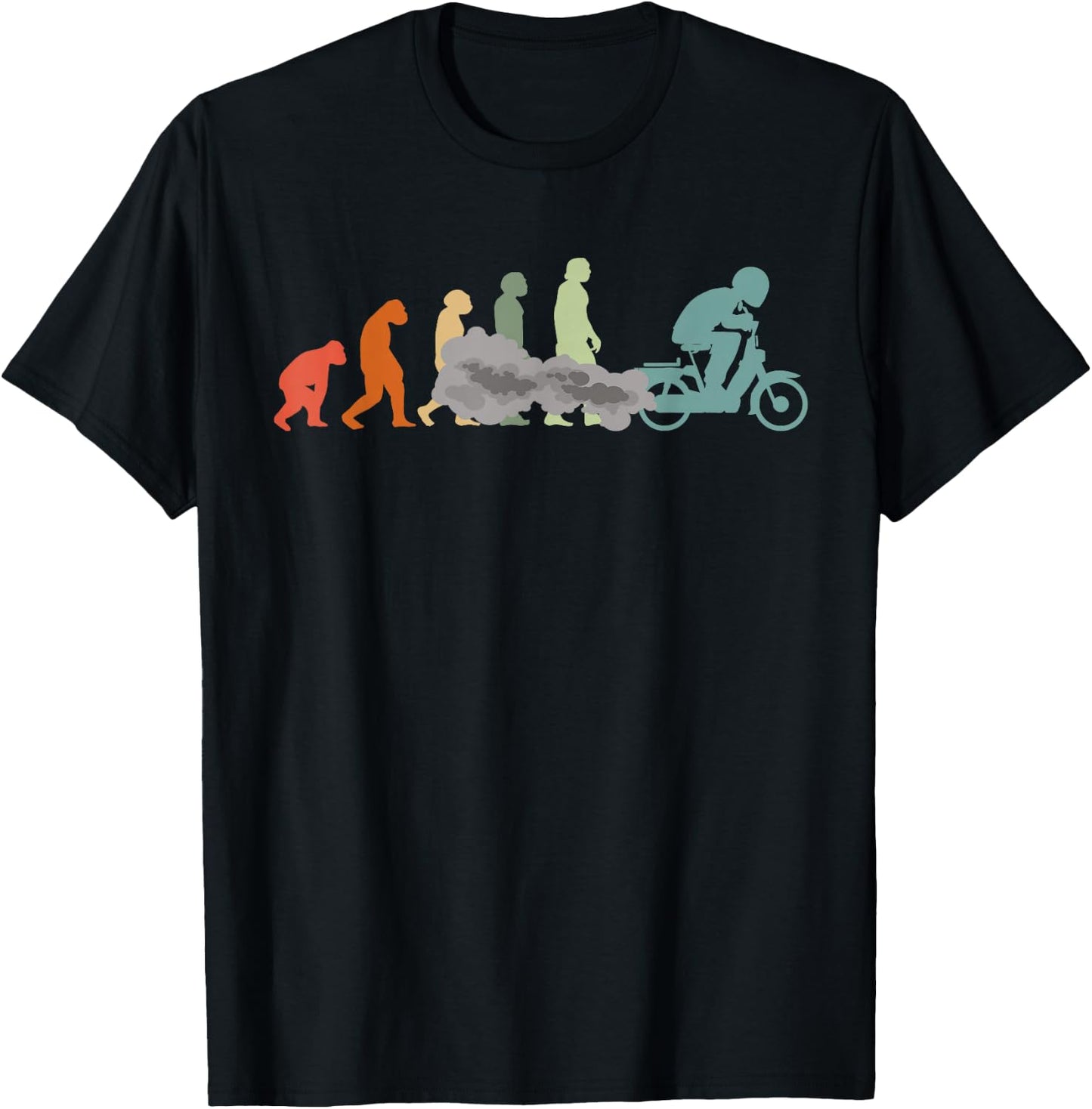 Moped Bike Mofas Moped Evolution Motorcycle Vintage Moped T-Shirt - T-Shirt | Black