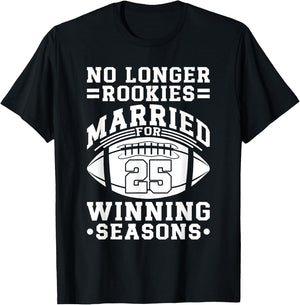 25th Wedding Anniversary Football Couple Husband Wife 25 T-Shirt - T-Shirt | Black
