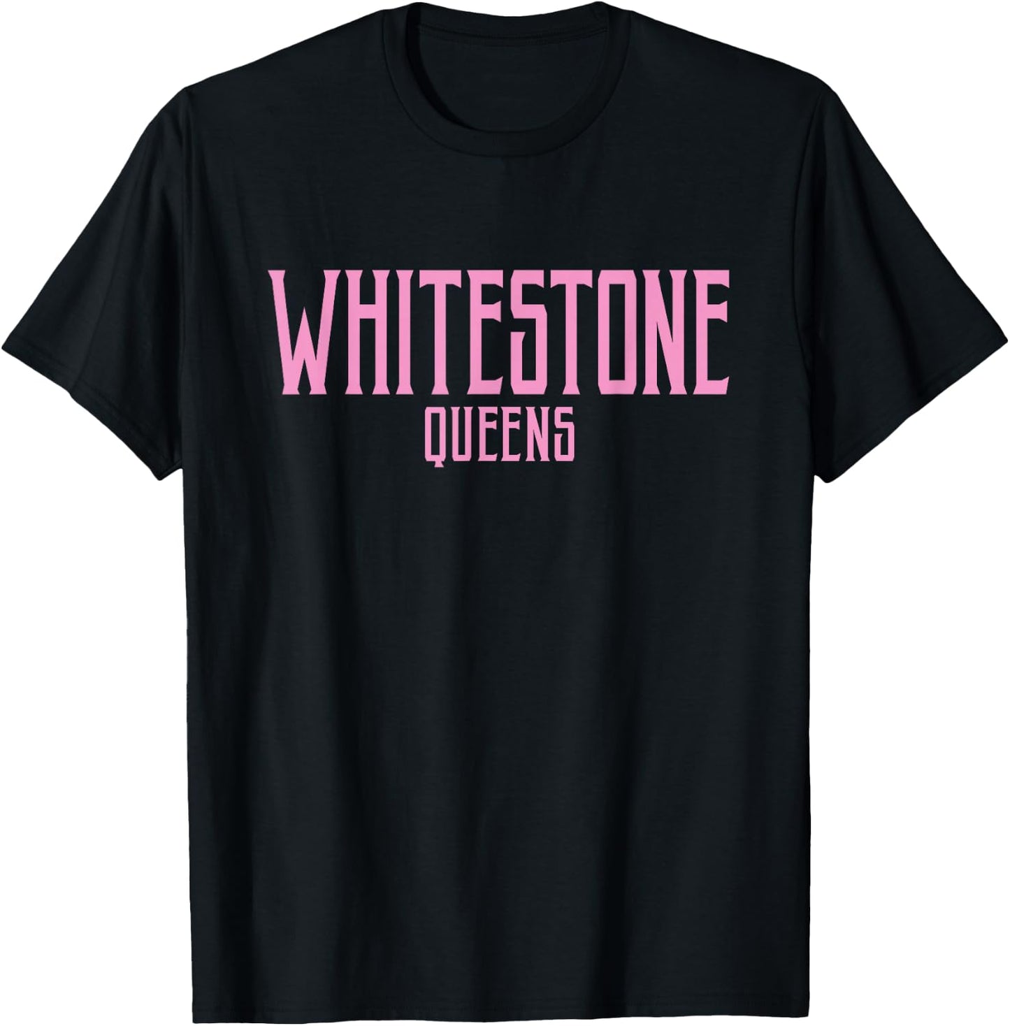 Whitestone Queens Text Pink Print T-Shirt - T-Shirt | Black