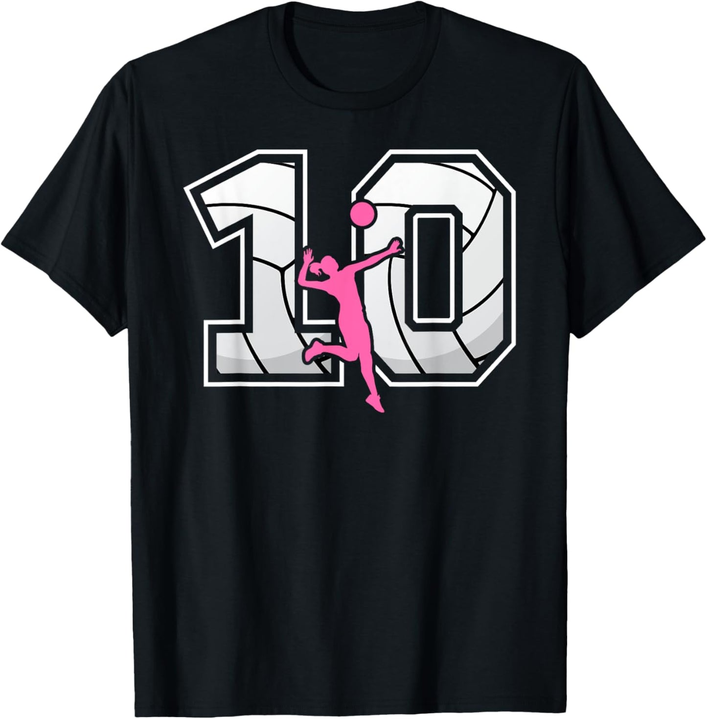 10th Birthday Volleyball Girl 10 Year Old Volleyball Player T-Shirt - T-Shirt | Black