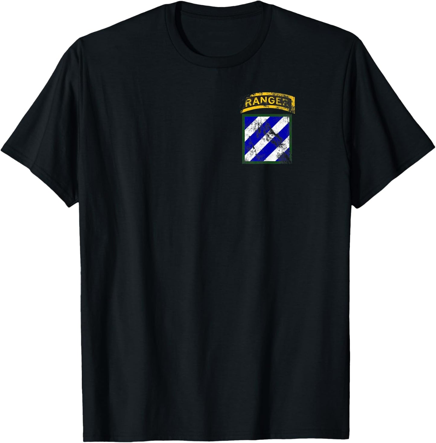 3rd Infantry Division (ID) Patch with Ranger Tab Distressed T-Shirt - T-Shirt | Black