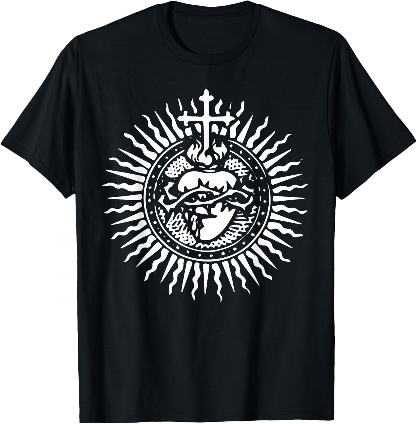 Sacred Heart of Jesus Catholic Traditional Latin Mass Art T-Shirt - T-Shirt | Black