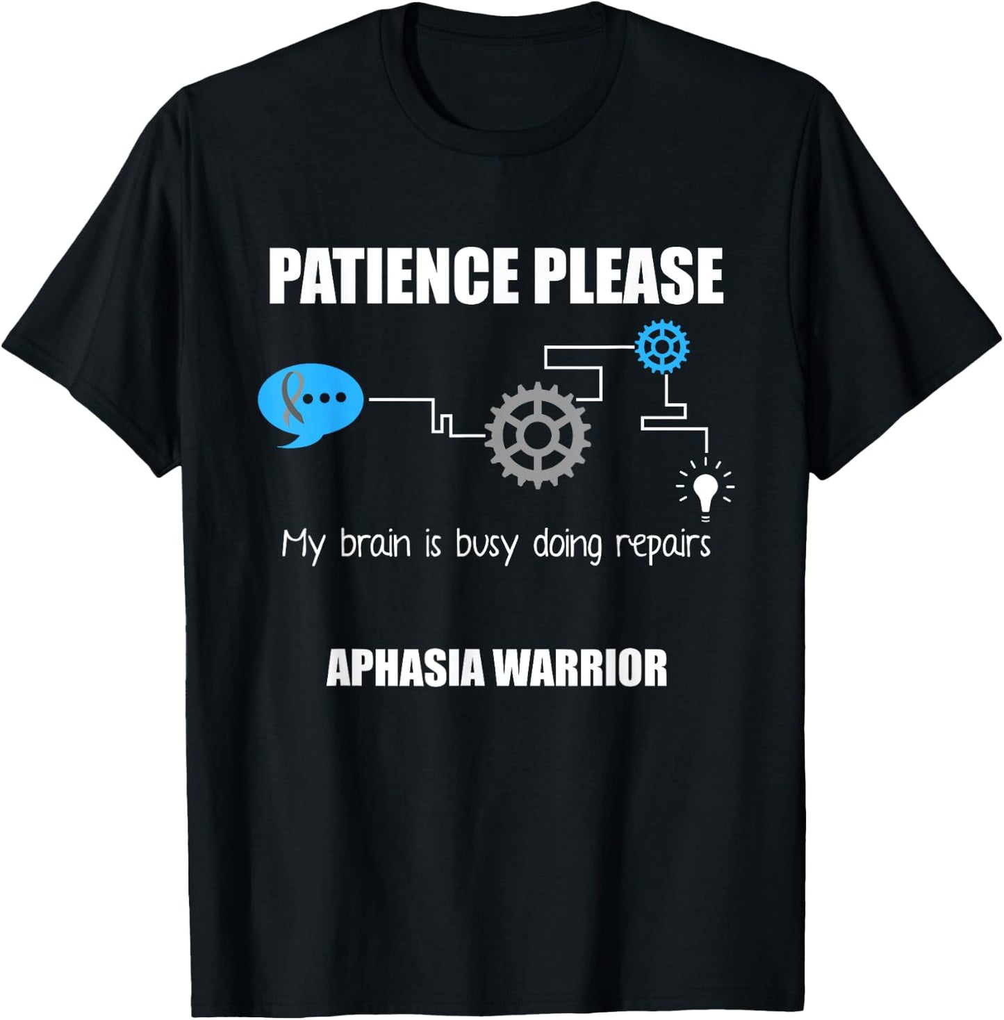 Aphasia Awareness Month Funny Gifts Aphasia Warrior Patience Survivor Awareness DA1 Black Women's Modern Casual Humorous T-Shirt - T-Shirt | Black