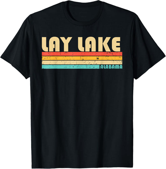 LAY LAKE ALABAMA Funny Fishing Camping Summer T-Shirt - T-Shirt | Black