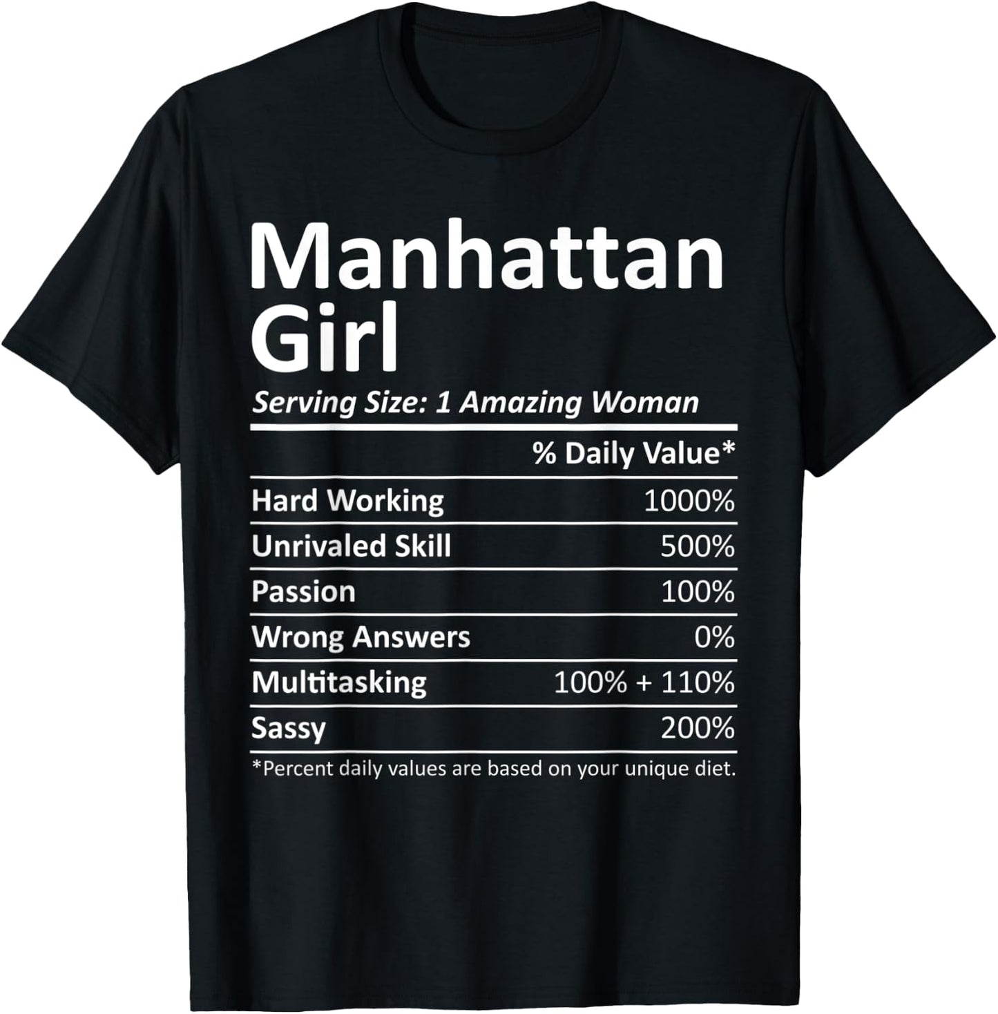 MANHATTAN GIRL NY NEW YORK Funny City Home Roots USA Gift T-Shirt - T-Shirt | Black