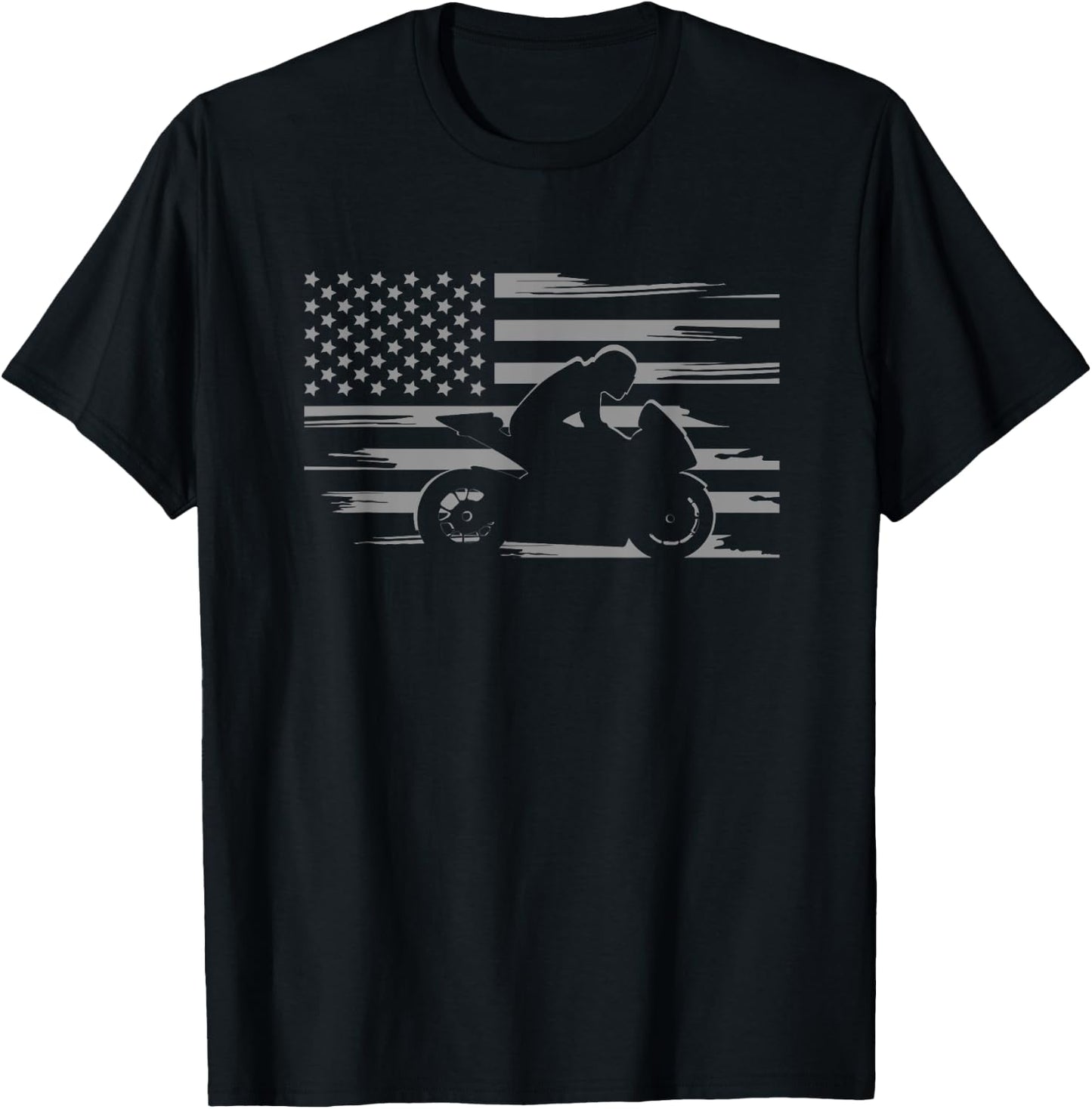 American Flag Motorcycle Apparel - Biker / Motorcycle T-Shirt - T-Shirt | Black