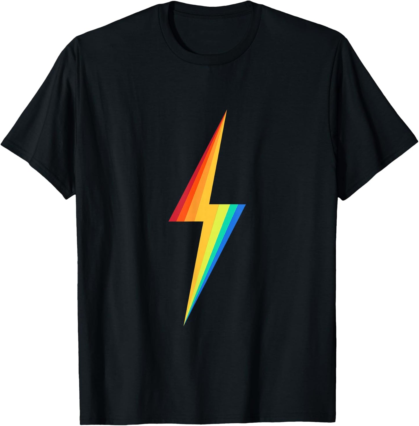 Colourful Rainbow Lightning Graphic T-Shirt - T-Shirt | Black