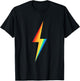 Colourful Rainbow Lightning Graphic T-Shirt - T-Shirt | Black
