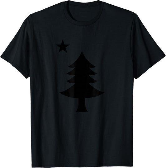 Maine Pine Tree State Flag Vintage USA America Souvenir T-Shirt - T-Shirt | Black