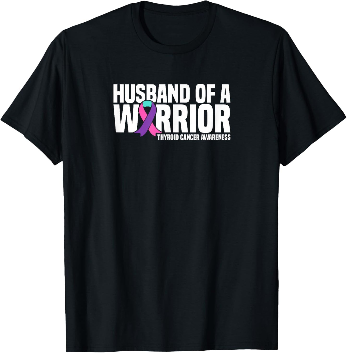 Husband of a Warrior Purple Ribbon Thyroid Cancer Awareness T-Shirt - T-Shirt | Black