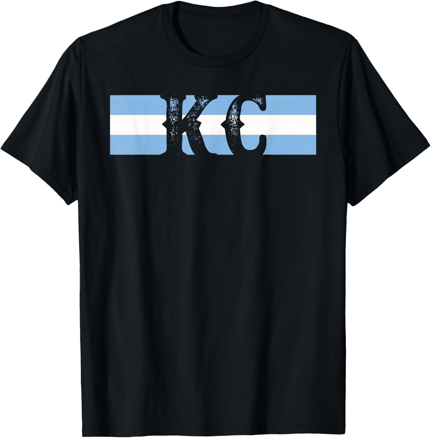 Retro Vintage Blue Stripes KC Kansas City T-Shirt - T-Shirt | Black