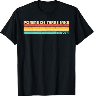 POMME DE TERRE LAKE MISSOURI Funny Fishing Camping Summer Men Women Kids T-Shirt - T-Shirt | Black